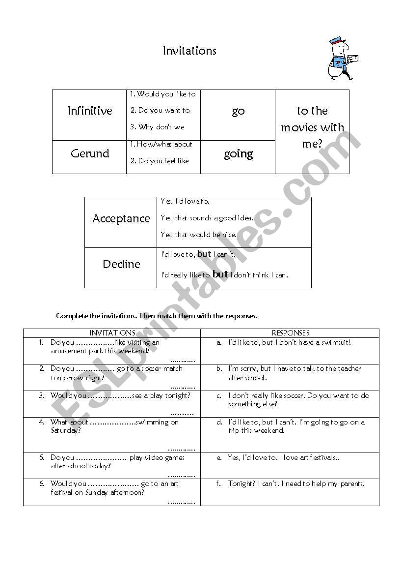 Invitations worksheet