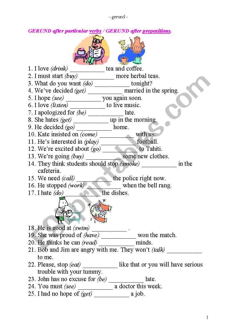 Gerund worksheet