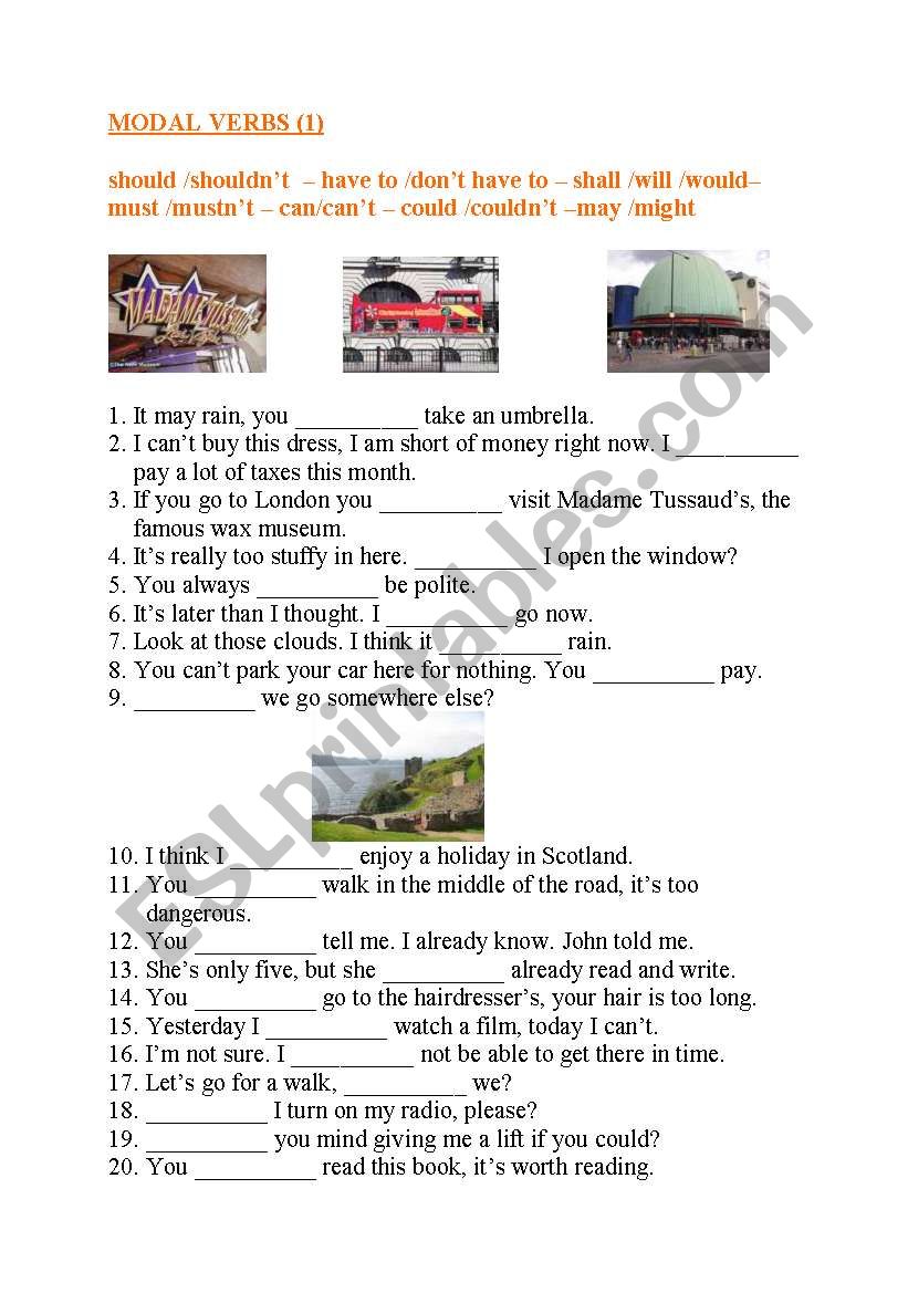 Modal verbs exercise worksheet