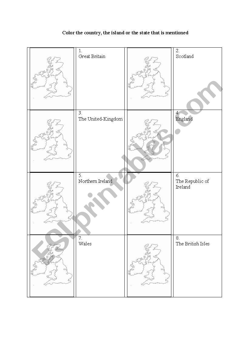 The British Isles worksheet