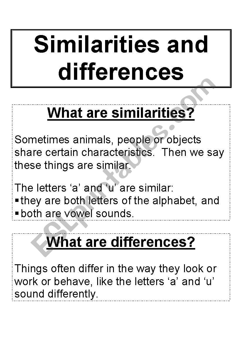 Similarities and Differences worksheet