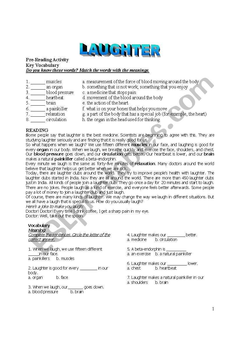 Reading Comprehension worksheet