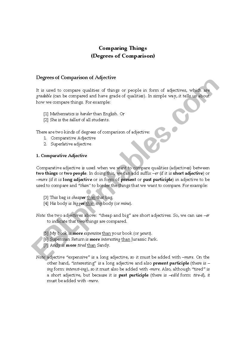Comparing Things worksheet