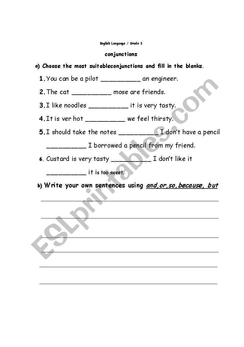 conjunctions worksheet