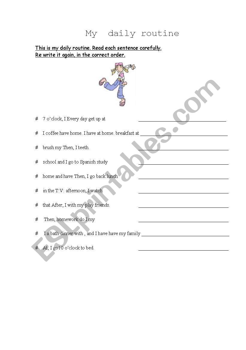 My daily routine worksheet