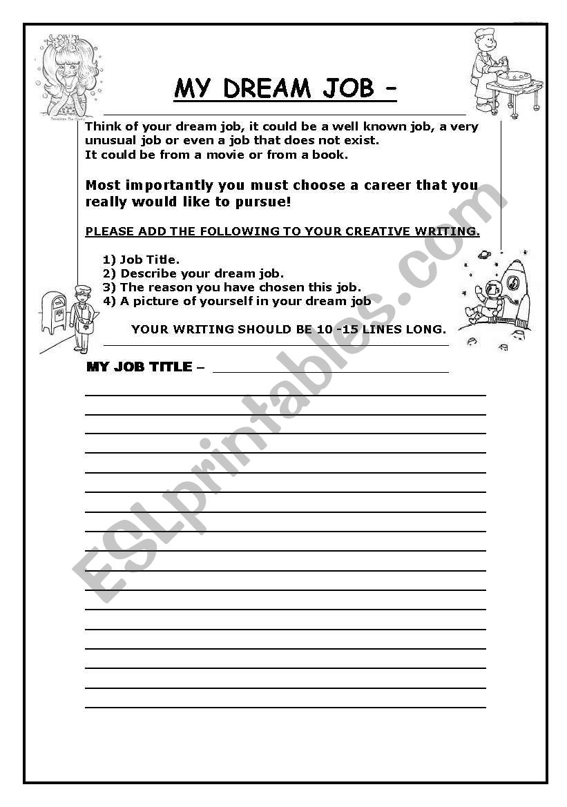 MY DREAM JOB CREATIVE WRITING TEMPLATE