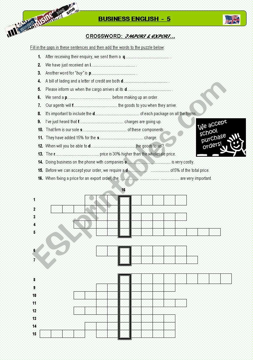 Business English 5 - Crossword
