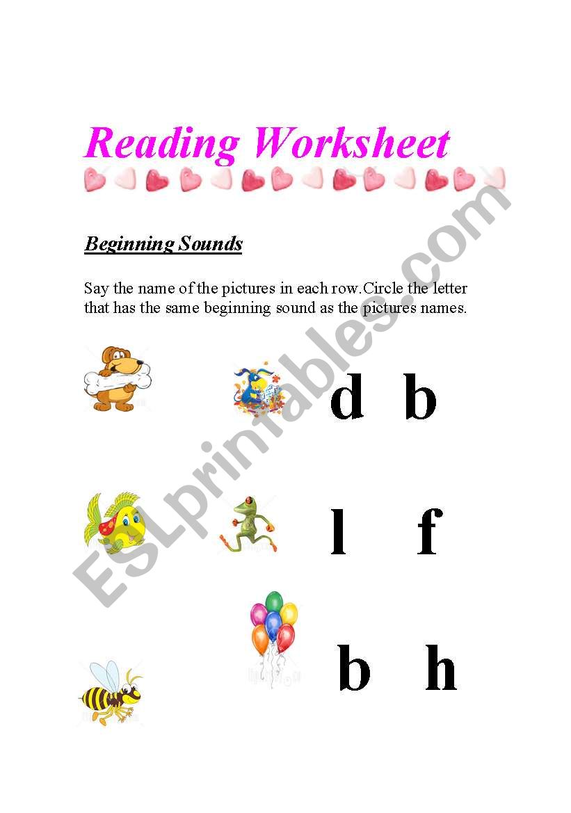 Begining Sounds worksheet