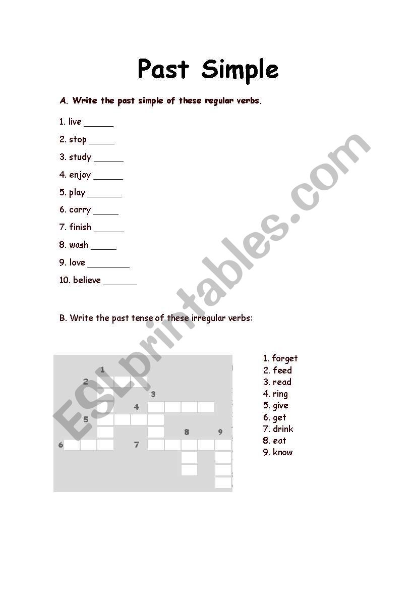 PAST TENSE REVIEW worksheet