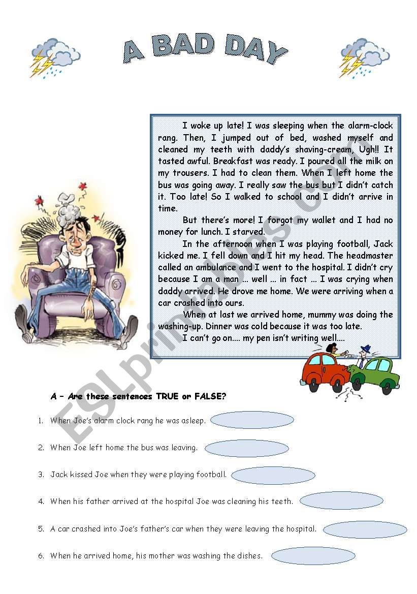 Past Simple reading worksheet