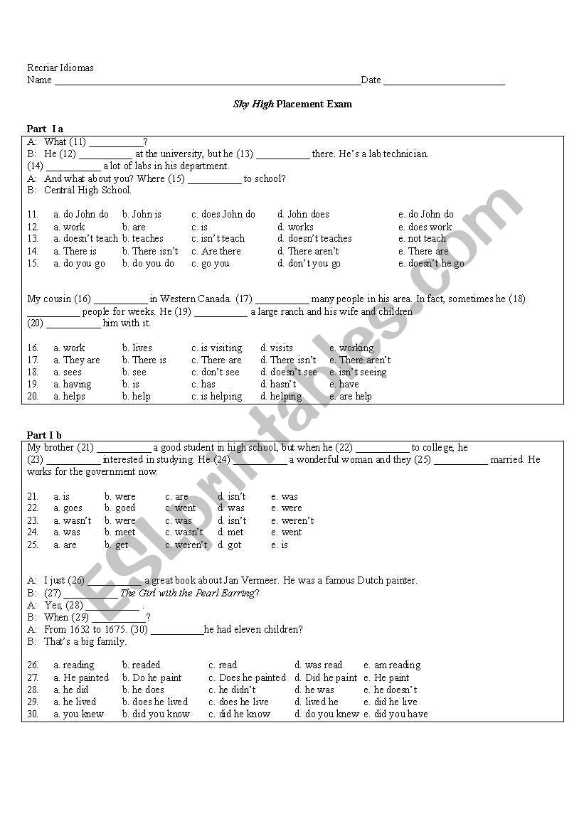 review worksheet