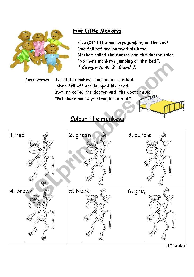 Five Little Monkeys worksheet