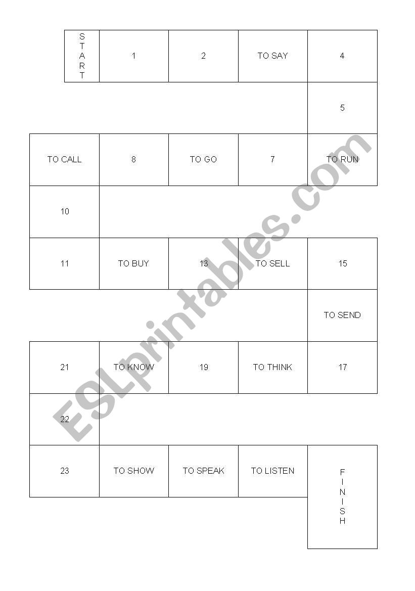 VERB GAME worksheet