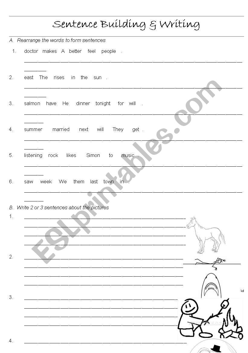 Sentence Building & Writing worksheet