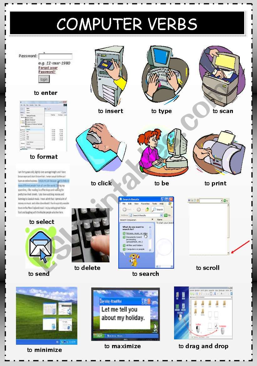 Computer Verbs worksheet