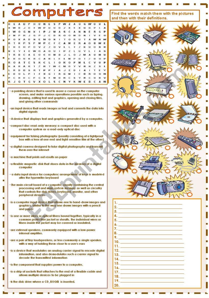 Computers worksheet