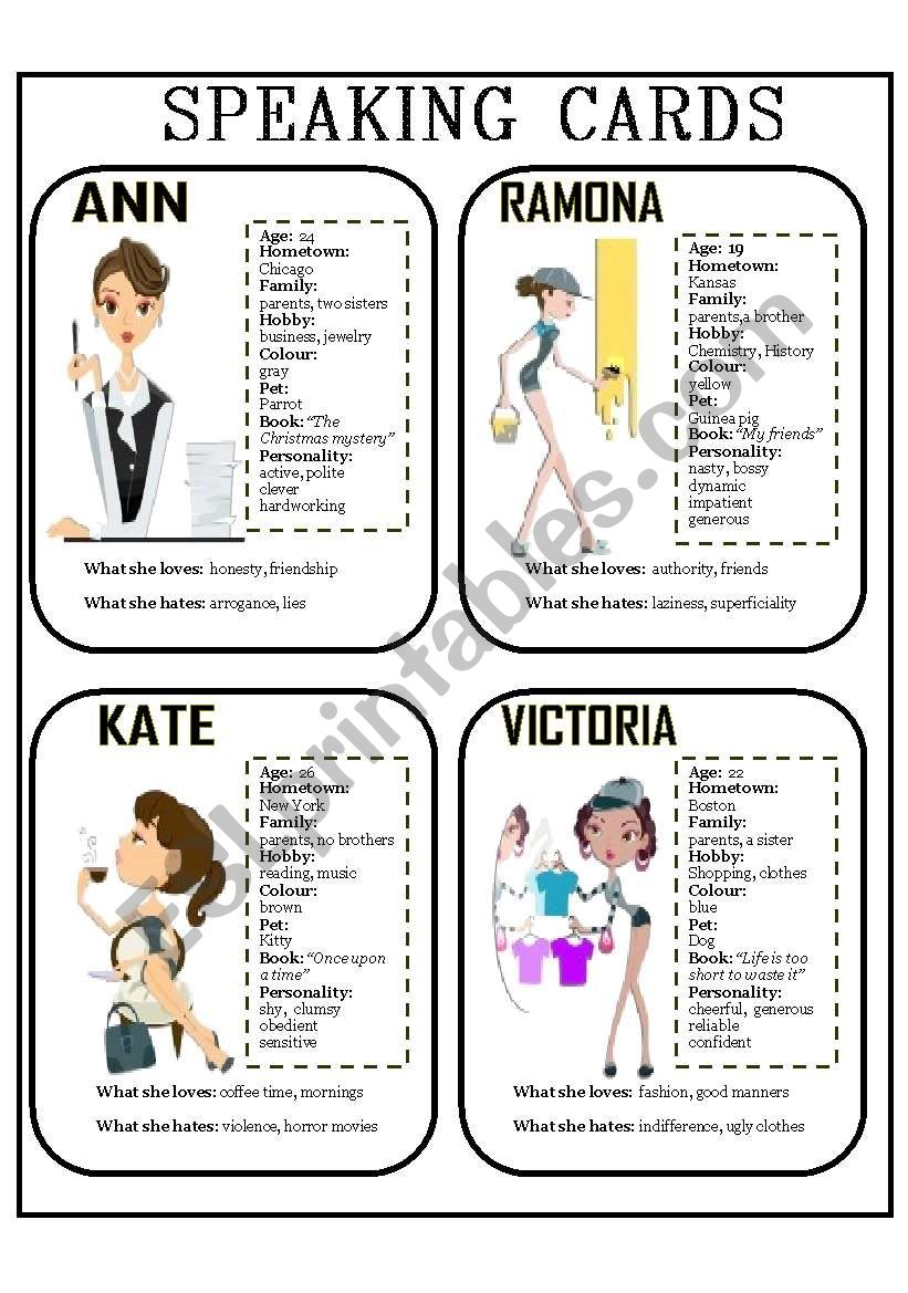 SPEAKING CARDS worksheet