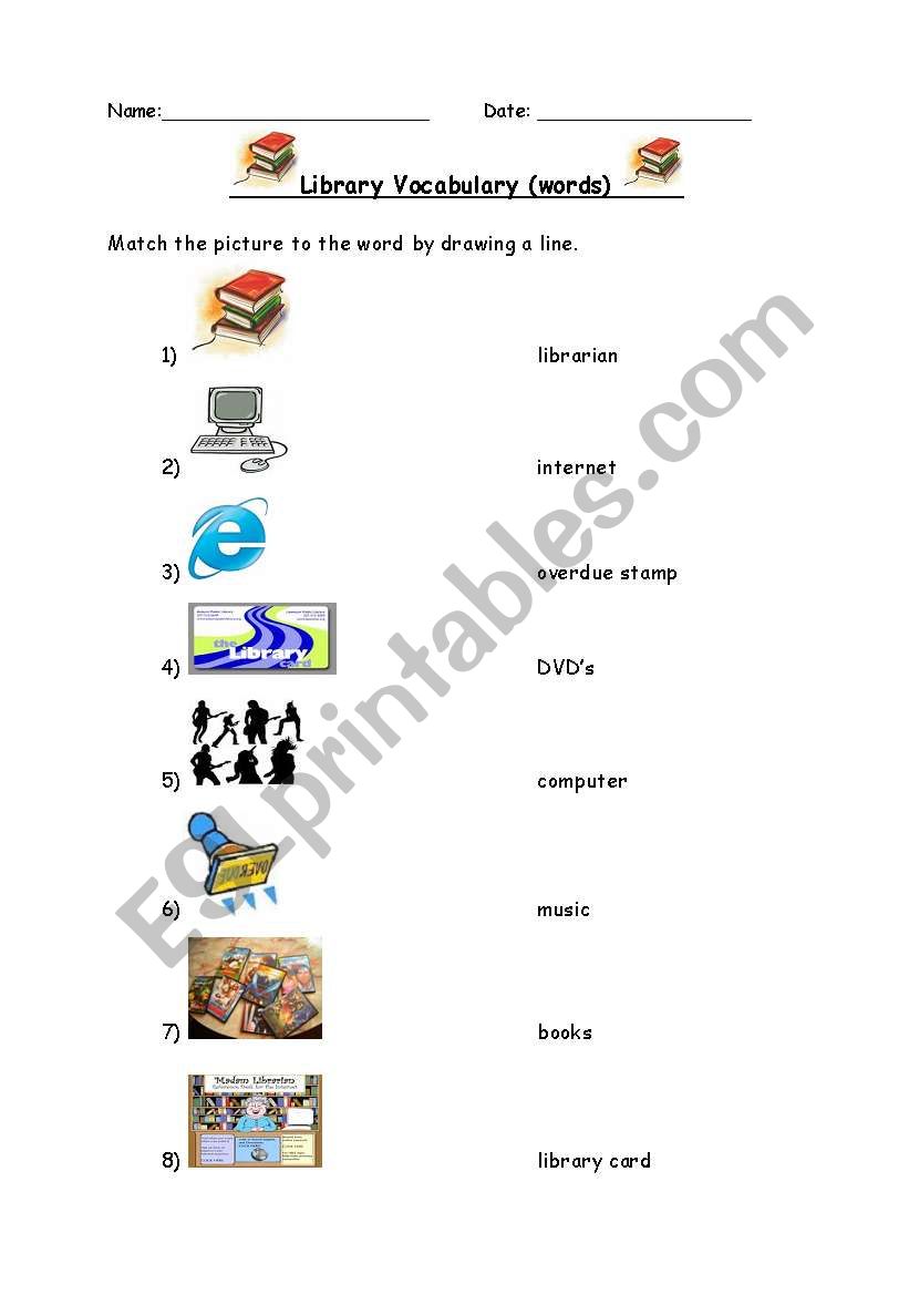 Beginner Library Vocabulary worksheet