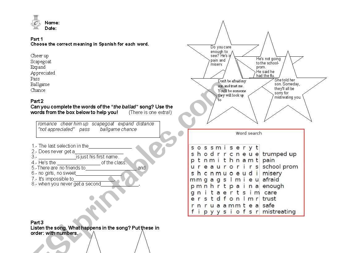 the ballad worksheet