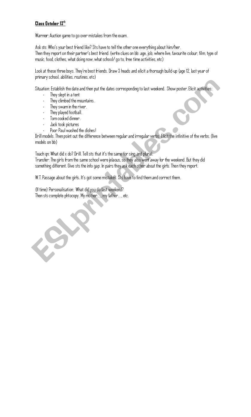 Simple Past worksheet