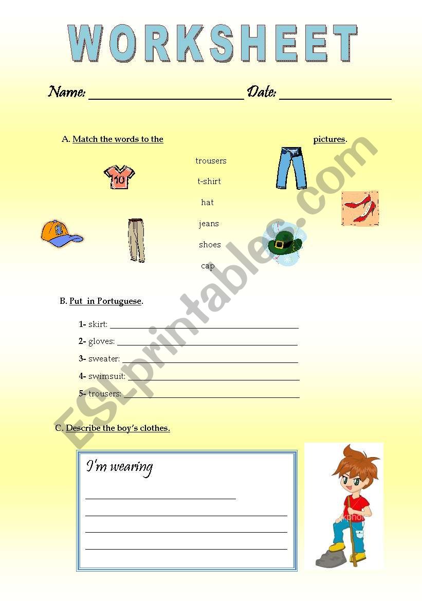 Clothes worksheet