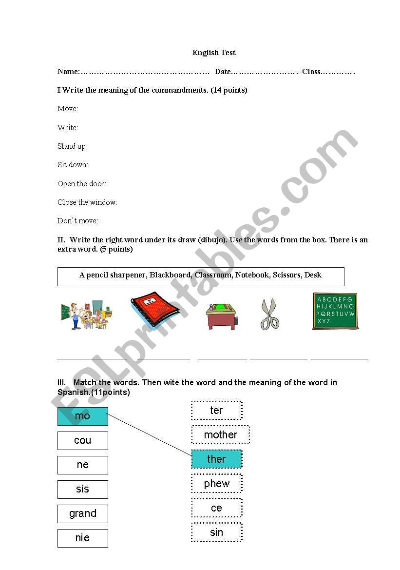 prueba de la familia de commandments and the classroom