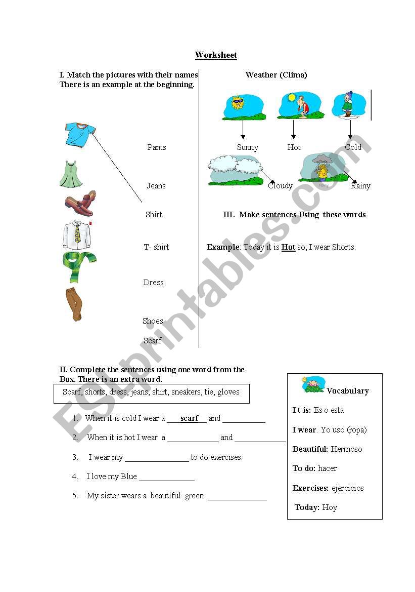 clothes and weather worksheet