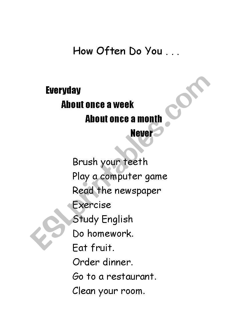 how often worksheet