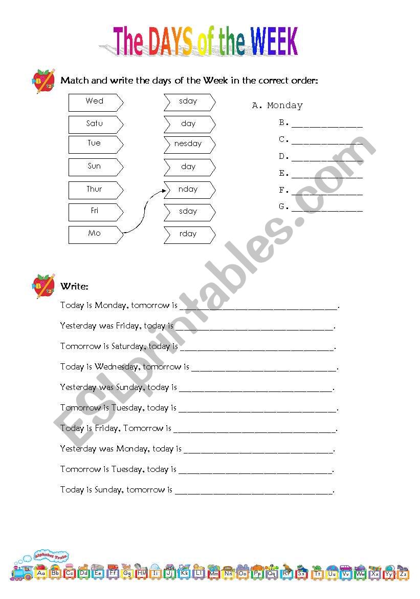 Days of the Week worksheet