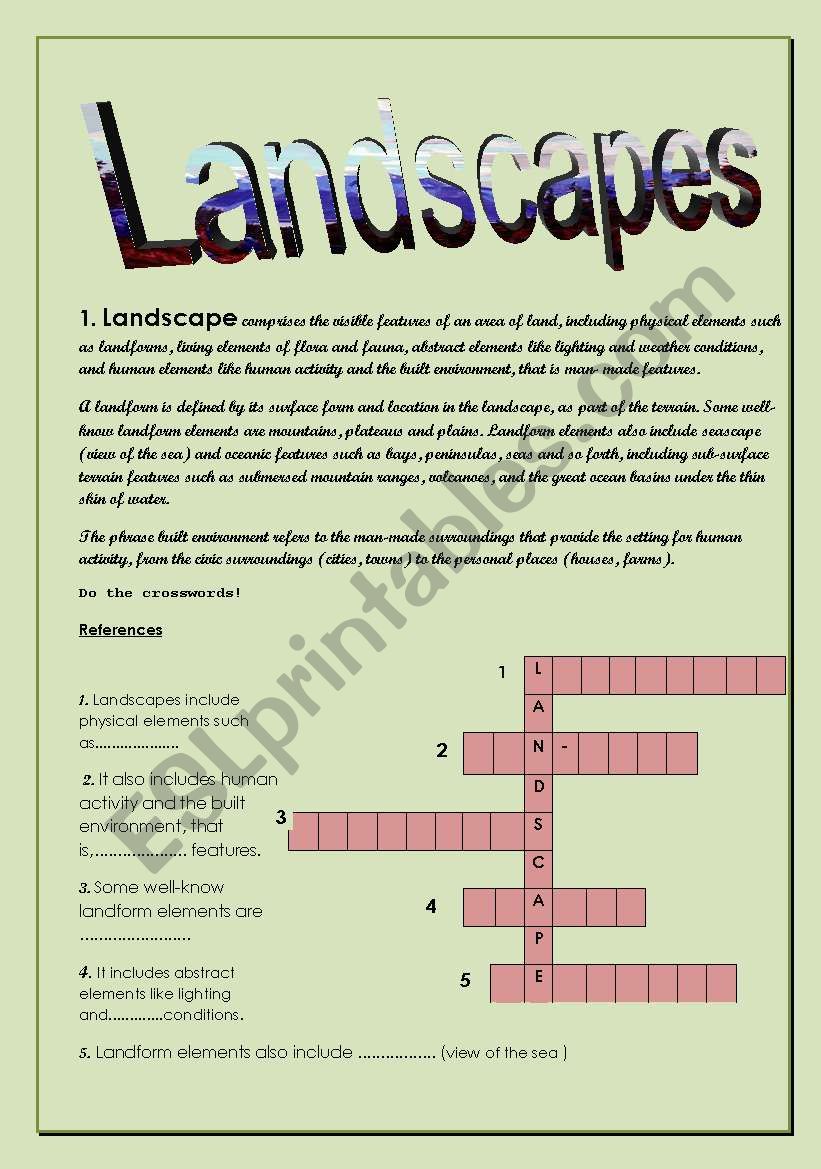 LANDSCAPES worksheet