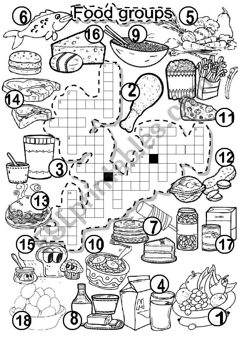 FOOD GROUPS CRISS CROSS PUZZLE