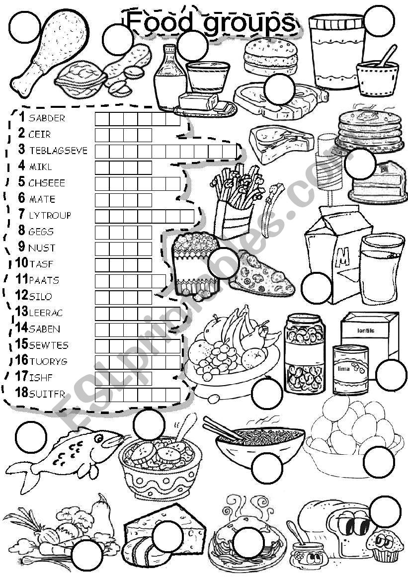 FOOD GROUPS PUZZLE worksheet