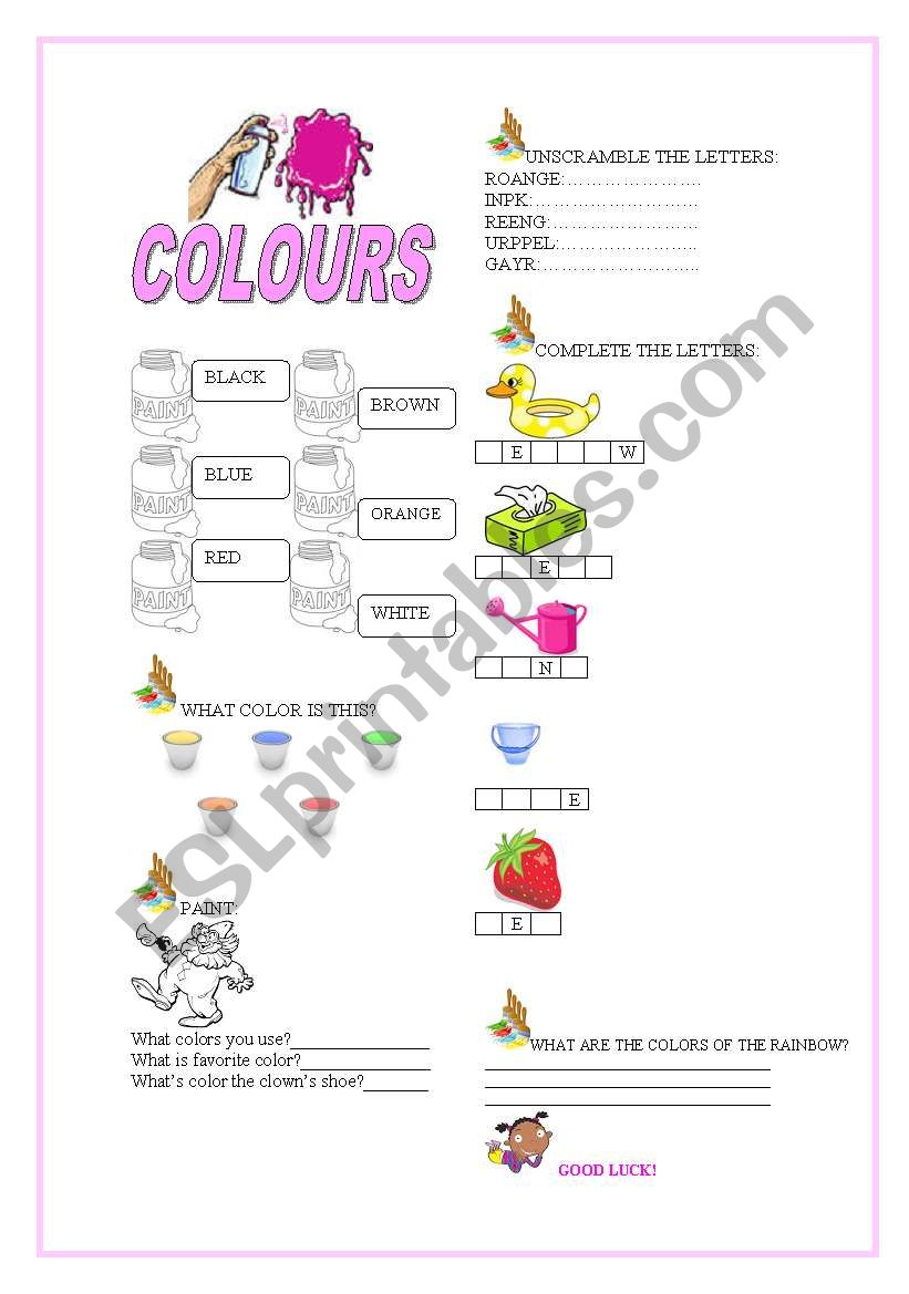 COLOURS worksheet