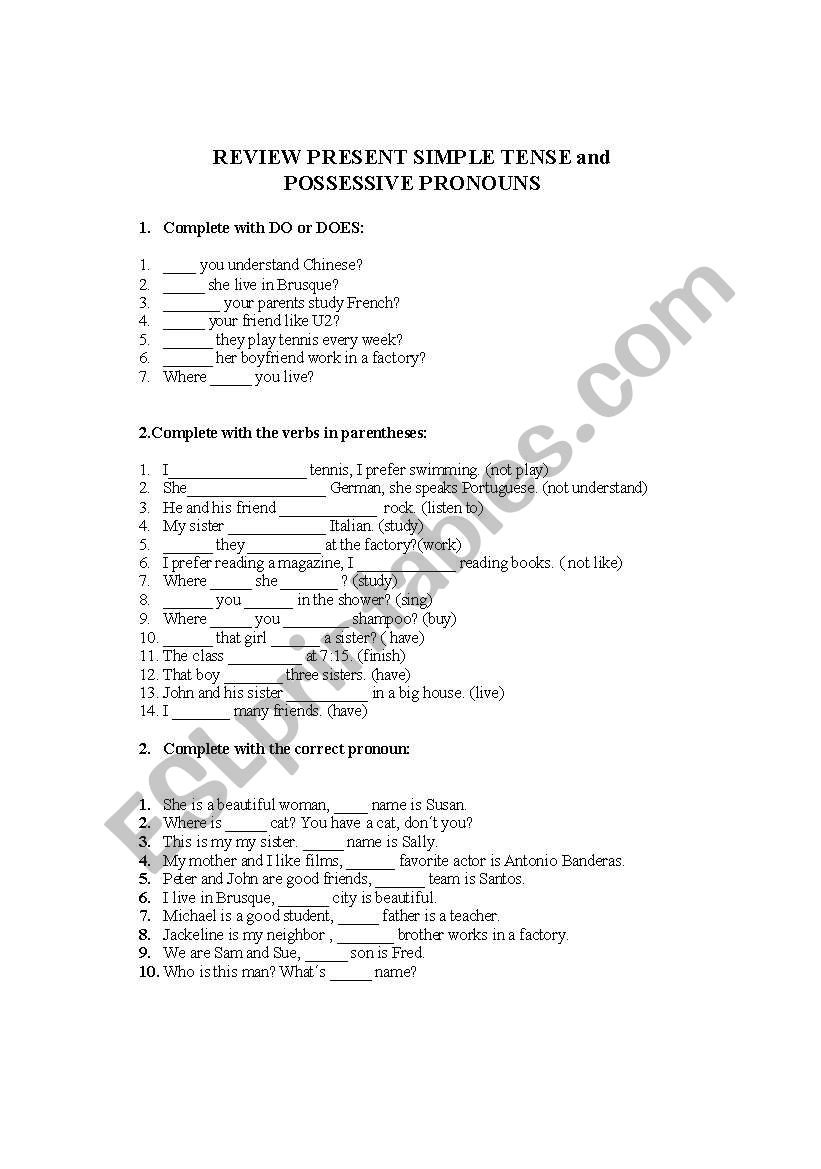 simple present worksheet