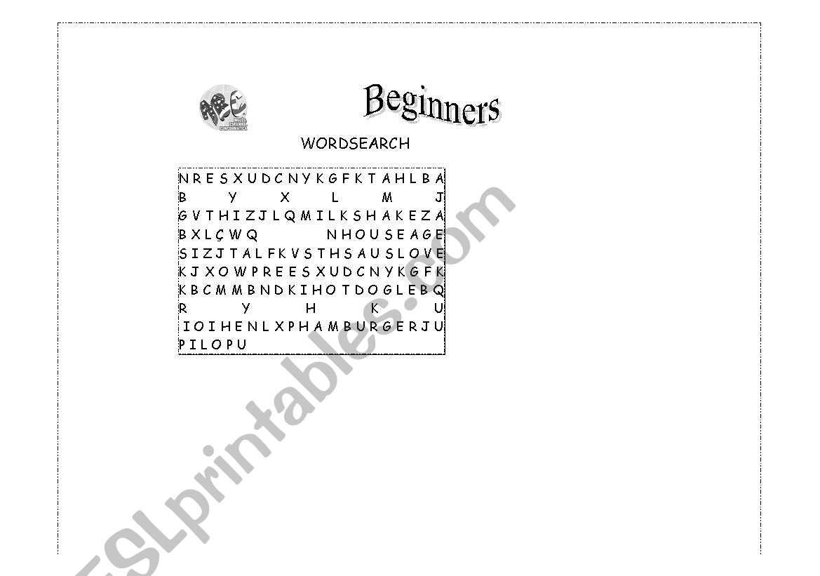 Wordsearch worksheet