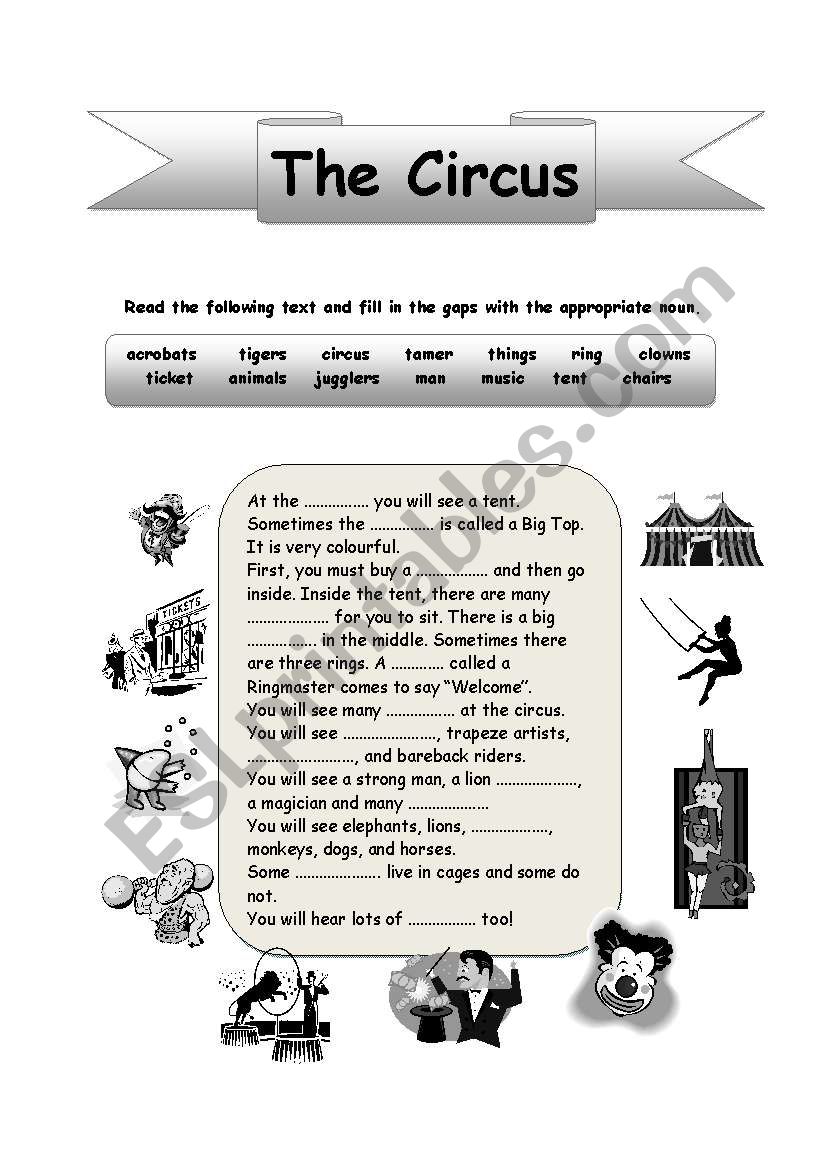 the-circus-5-pages-elementary-nouns-verbs-adjectives-editable-colour-version