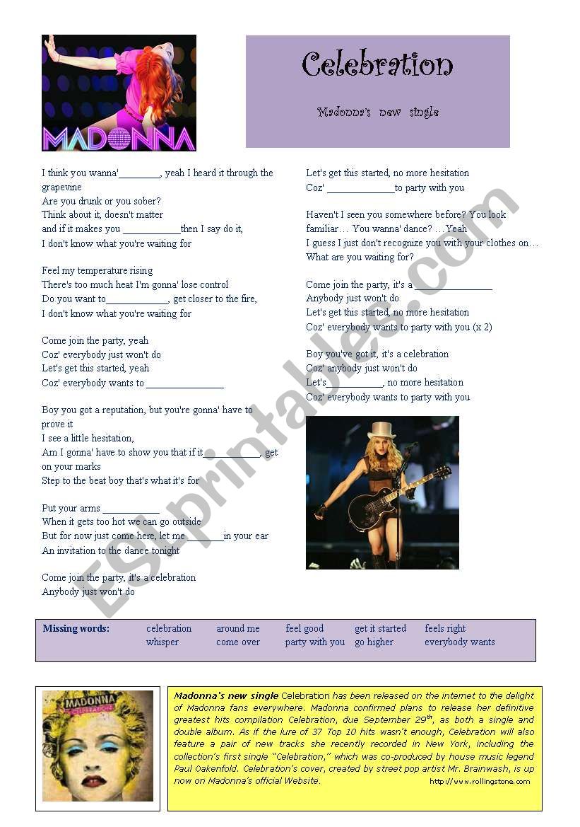 Madonnas new single: Celebration