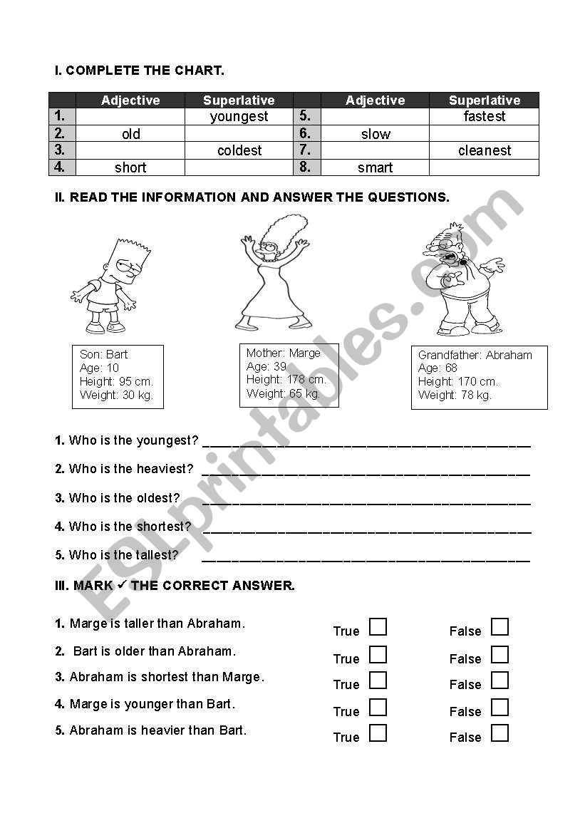 ADJECTIVES-SUPERLATIVES worksheet