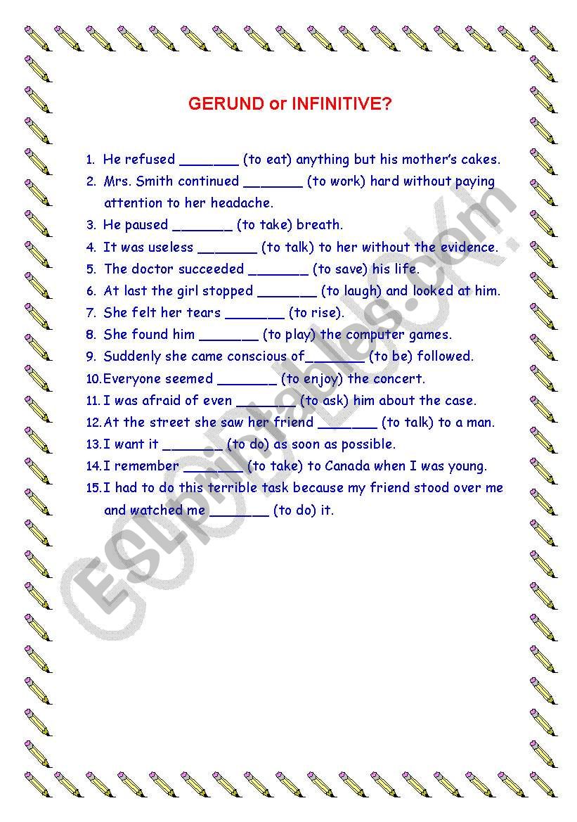 Gerund of Infinitive? worksheet