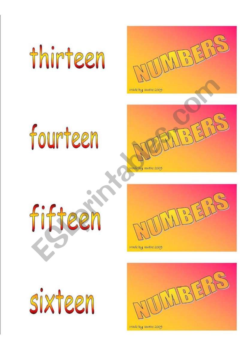 Number matching game 3 of 3 worksheet