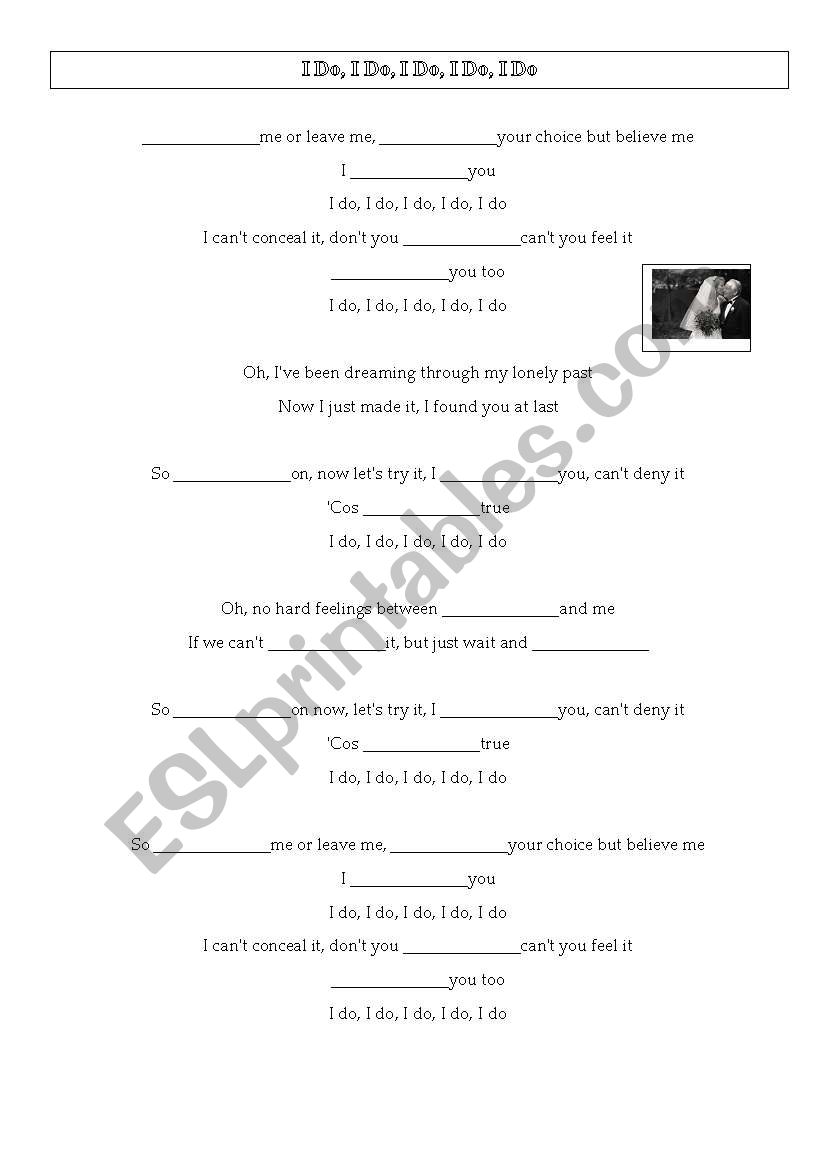 I do, I do, I do - ABBA worksheet