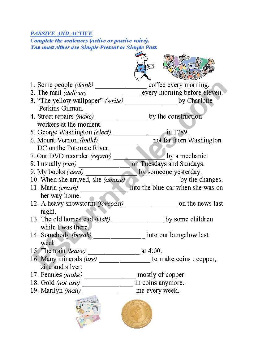 Passive and Active forms worksheet