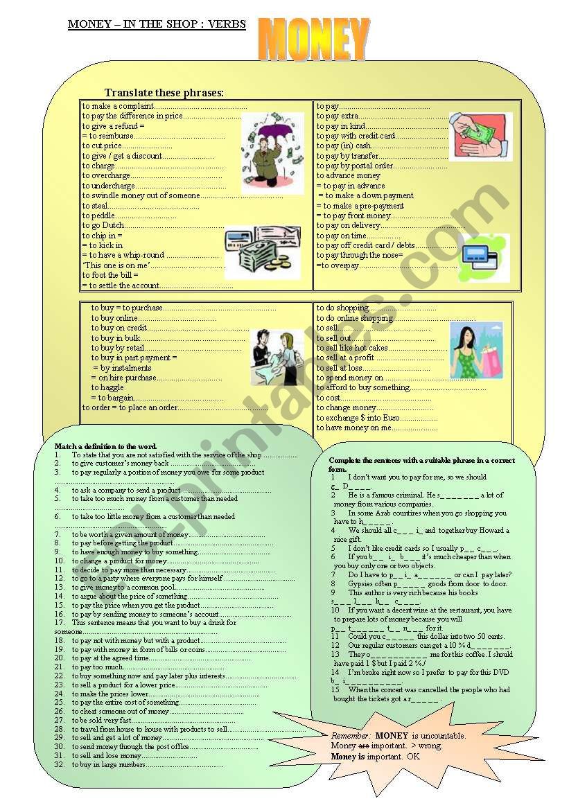 money-doing-shopping-verbs-esl-worksheet-by-tukany3