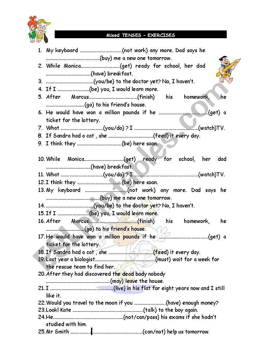 Mixed Tenses exercises worksheet