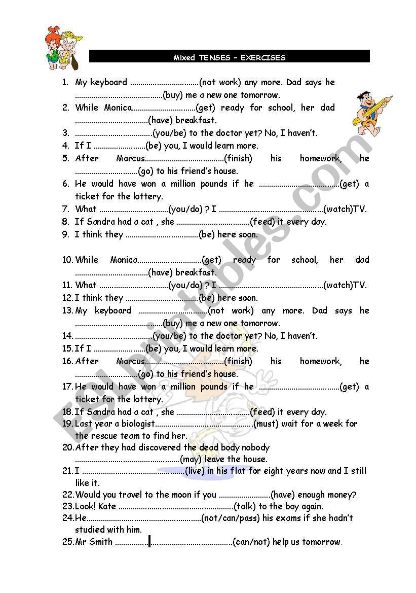 Mixed Tenses Exercises Key Included Esl Worksheet By Ukonka Bank2home