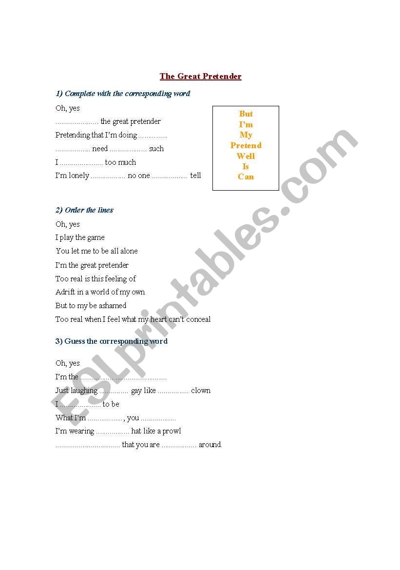 The Great Prenteder by Queen  worksheet