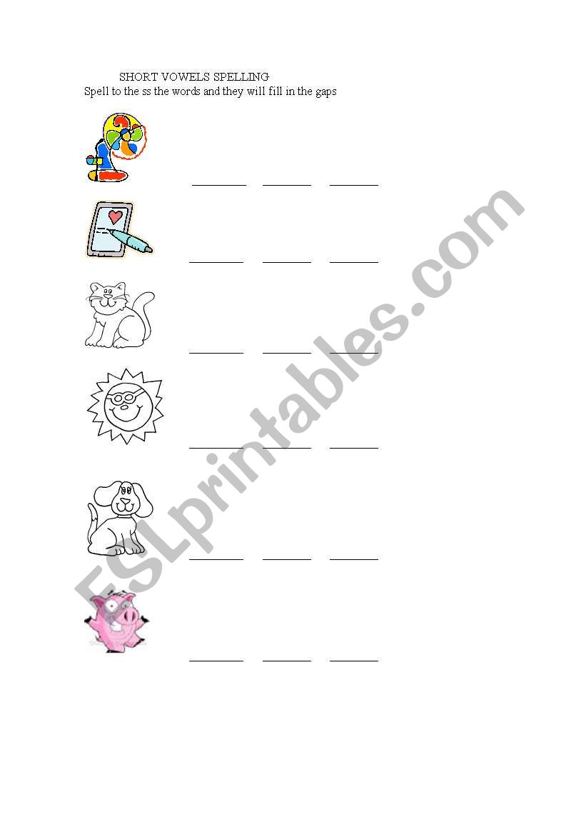 Short Vowels Spelling worksheet