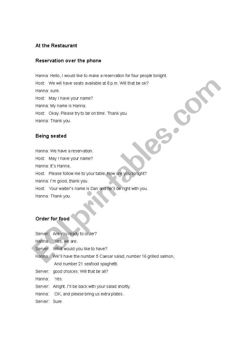 converstional english  worksheet