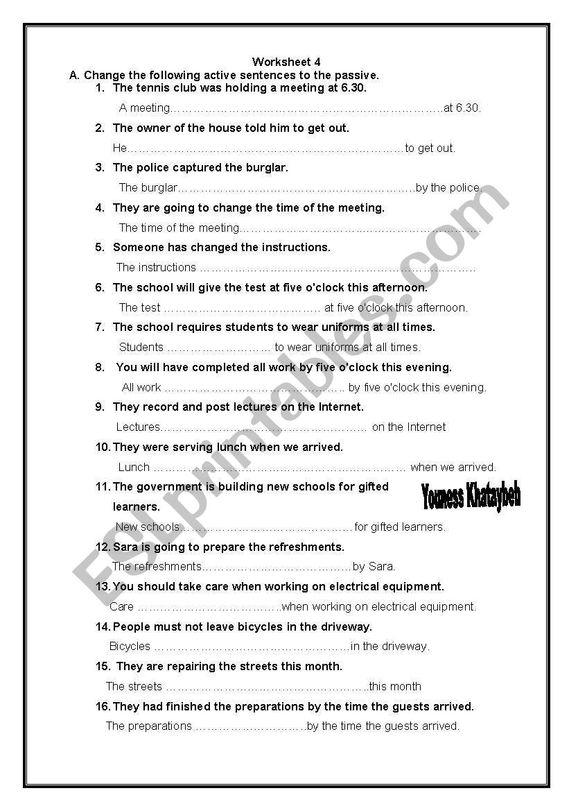 passive voice worksheet