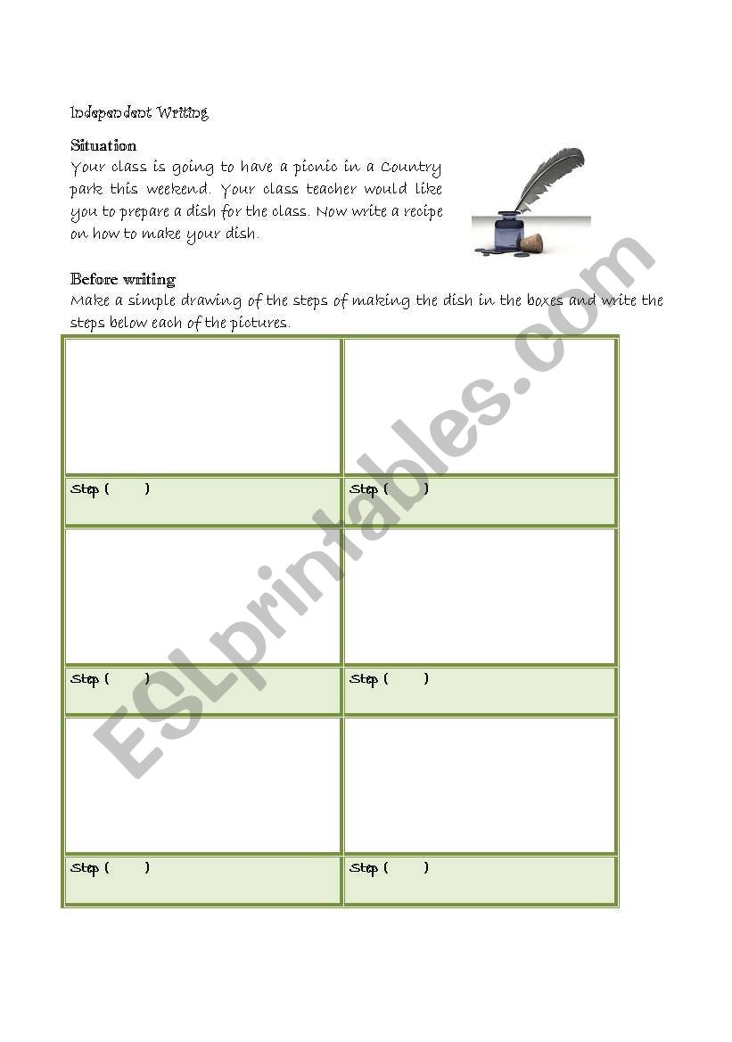 Recipe writing worksheet